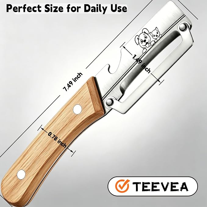 TEEVEA Vegetable Peeler, Stainless Steel Blade Wooden Handle | Multifunctional 2-in-1 kitchen tool, zero flex zero snag, with bottle opener for fruit potato apple veggie