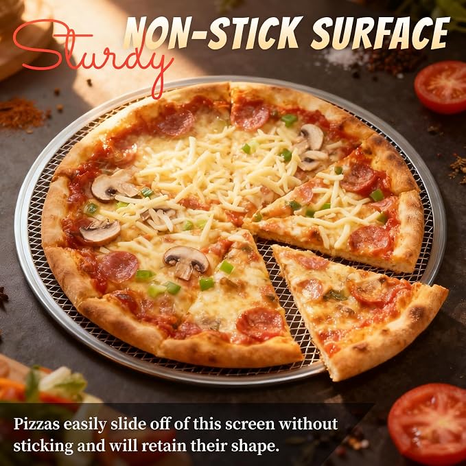 Honeydak 7-Slot Folding Pizza Pan Rack with 7 14-Inch Pizza Baking Screens for Compact Convenient and Easy Storage, Home Restaurant