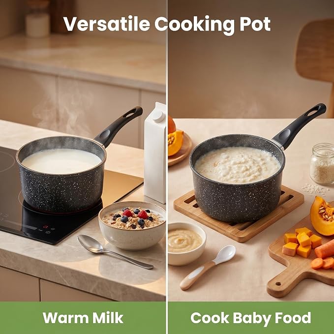 1.5 Quart Saucepan with Lid Nonstick Small Sauce Pan Pot for Cooking