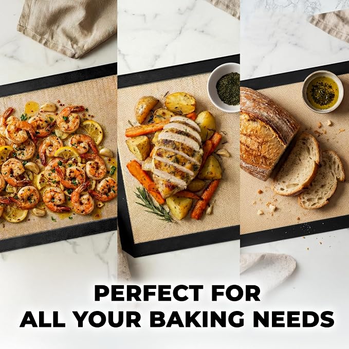Zulay Kitchen Silicone Baking Mat Sheet Set - Reusable Baking Mat Nonstick - Half Sheet Baking Mat For Oven (Black, 1 Pack)