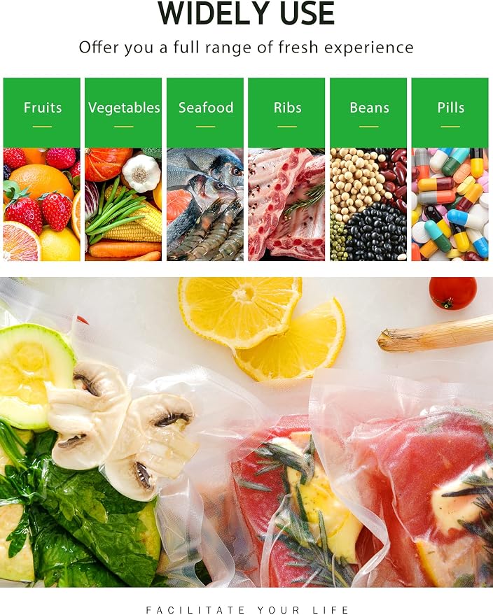 Syntus 2 Rolls 8" x 50' Vacuum Sealer Bags, BPA Free for Food Storage | 4mil Thick, Custom Length, Keep Food Fresh Longer, Freezer Microwave Sous Vide Cooking, Works with Most Vacuum Sealers