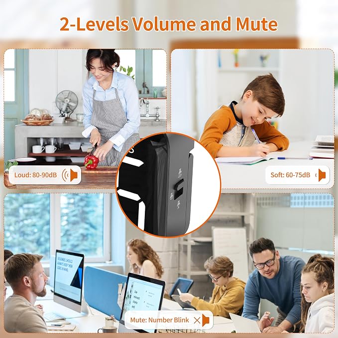 Magnetic Kitchen Timer for Cooking with Count Up Countdown, Digital Timer Battery Powered with Large Display, 2 Brightness and Volume Levels for Classroom, Teacher, Kids (Dark Black)