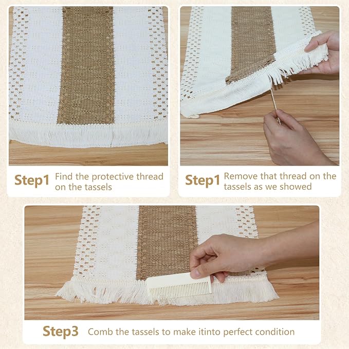 Placemats Set of 4 w/Charger Plates Table Mats Table Runner & Napkin Rings | All in One Placemats,Boho Farmhouse Style Heat-Resistant Non-Slip Protective Round Woven Placemats for Dining Table Décor