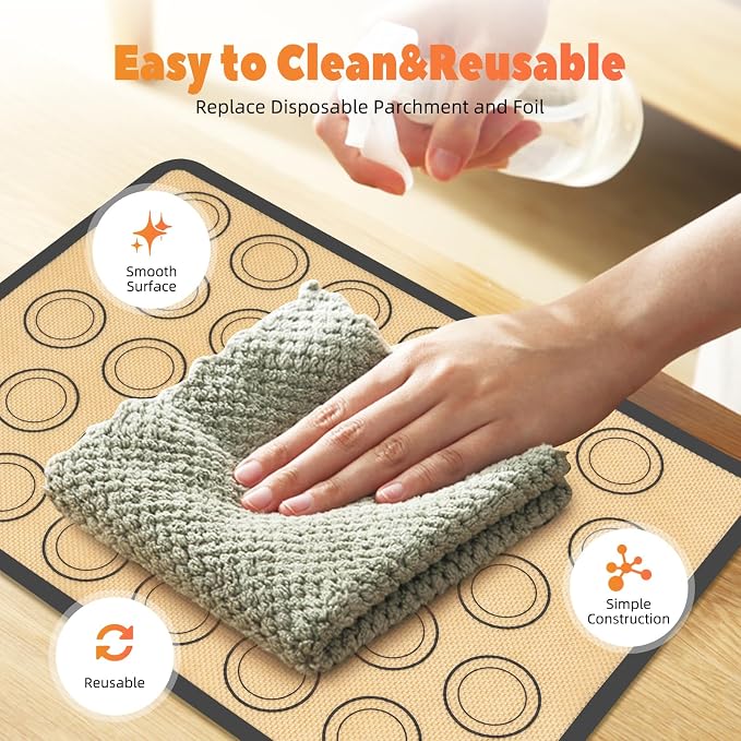 Non-Stick Silicone Baking Mat, Silicone Rectangular Baking Mat, Non-Stick, Reusable, Rectangular, 16.5 x 11.6 in