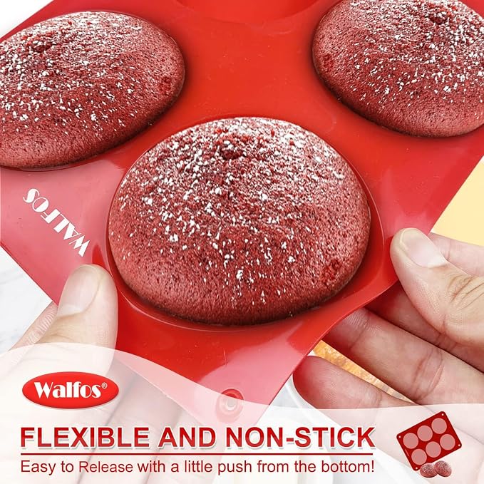 Walfos Silicone Whoopie Pie Baking Pans, 2 Pcs Non-Stick Muffin Top Pan. Food Grade and BPA Free Silicone, Great for Muffin, Eggs, Tarts and More, Dishwasher Safe