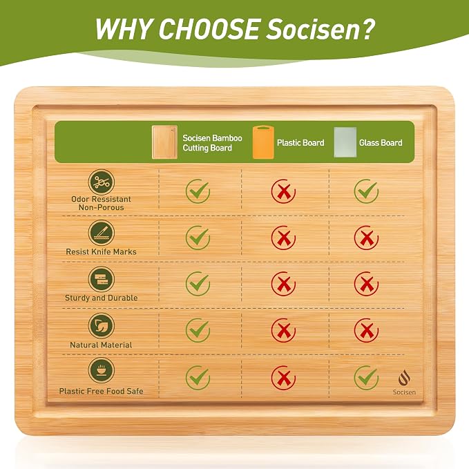 Extra Large Charcuterie Bamboo Board Non Slip Feet Over Sink Wooden Cutting Chopping Board Butcher Block Nice Solid Thick Juice Groove Big Xl XXl xlarge Hardwood Kitchen Counter Organic Meat BBQ Kit