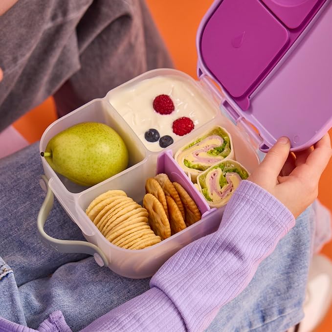 b.box Mini Lunch Box, Snack Containers for Kids, Lunch Box Kids, 4.25 Cup | Bento Box for Kids, Lunch Containers, Leak Proof, Dishwasher Safe, BPA Free, PFAS Free, Ages 3+ — Sugar Plum