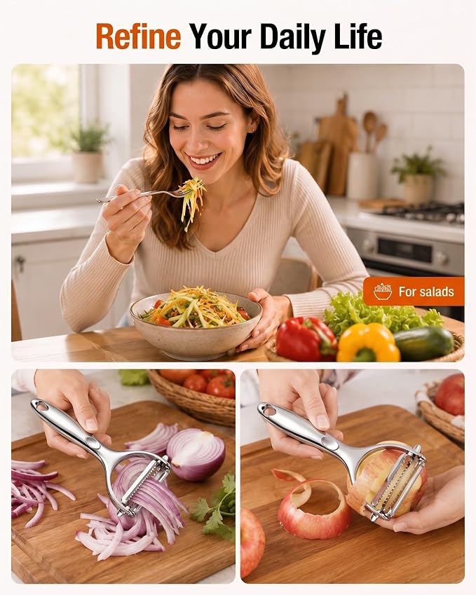 Ultra Sharp Vegetable Peeler for Kitchen, Easy Peel & Shred | 420J2 Steel Multifunctional Y-Shaped Peeler Smoothly Peels Potatoes, Carrots, Cucumbers And Fruit, Non-Slip Handle Rust-Proof