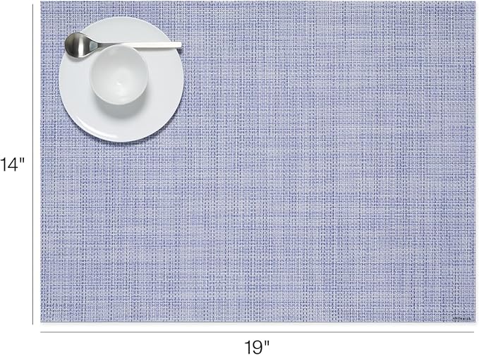 Chilewich Mini Basketweave Placemats, Woven Rectangle Placemats Set of 4 | Easy Care Woven Tabletop Textiles, Indoor/Outdoor, Periwinkle, 19" x 14"