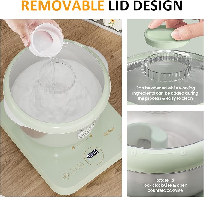 Sunvivi 5.2QT Electric Dough Maker with Ferment Function | Dough Mixer with Weighing Function, Household Bread Maker Flour Kneading Machine with Stainless Steel Bowl, Touch Panel