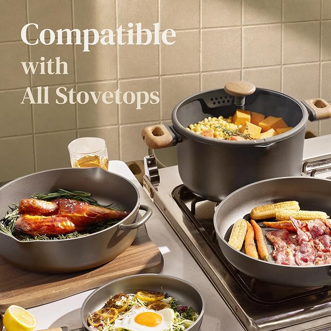 CAROTE 21pcs Nonstick Pots and Pans Set, Cookware Sets | Cooking Set, Dishwasher Safe, Induction Compatible, Even Heating, Stay Cool Handle, with Silicone Lids
