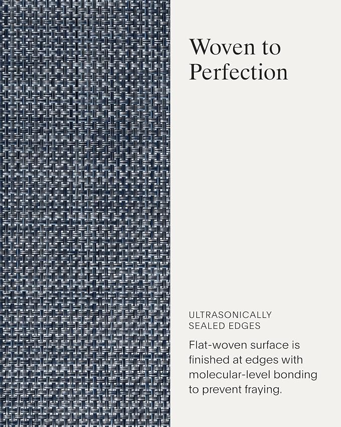 Chilewich Basketweave Placemats, Woven Round Placemats Set of 4 | Reusable, Stain-Resistant, Indoor/Outdoor Tabletop Protection, Denim, 15"