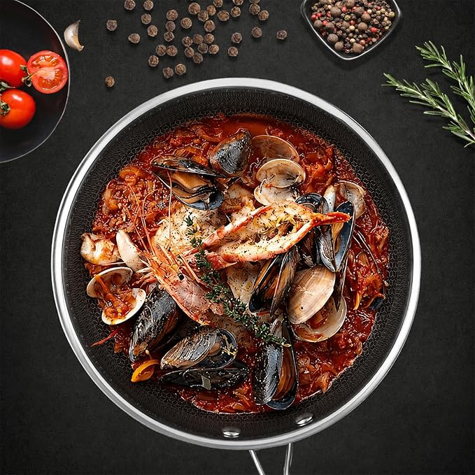 SAKAMOSH 11" Hybrid Nonstick Frying Pan,Stainless Steel, Induction Safe | PFAS/PFOA/PTFE-Free Ceramic Pan, Dishwasher & Oven Safe, Skillet WithStay-Cool Handle, Compatible with All Cooktops
