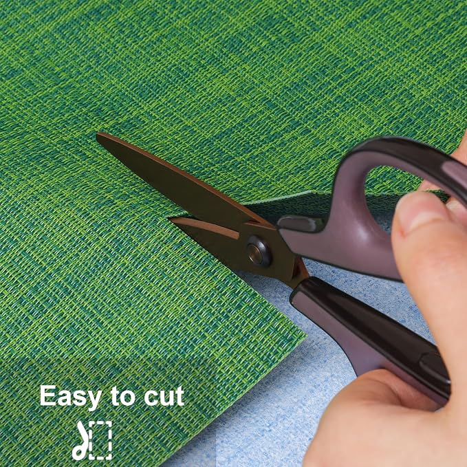 Myir JUN Placemats Set of 4 Kitchen and Dining Table Placemats | Vinyl Placemats Place Mats Indoor/Outdoor Set of 4 Washable Table Mats Non-Slip Place mats for Dining Table, Dark Green