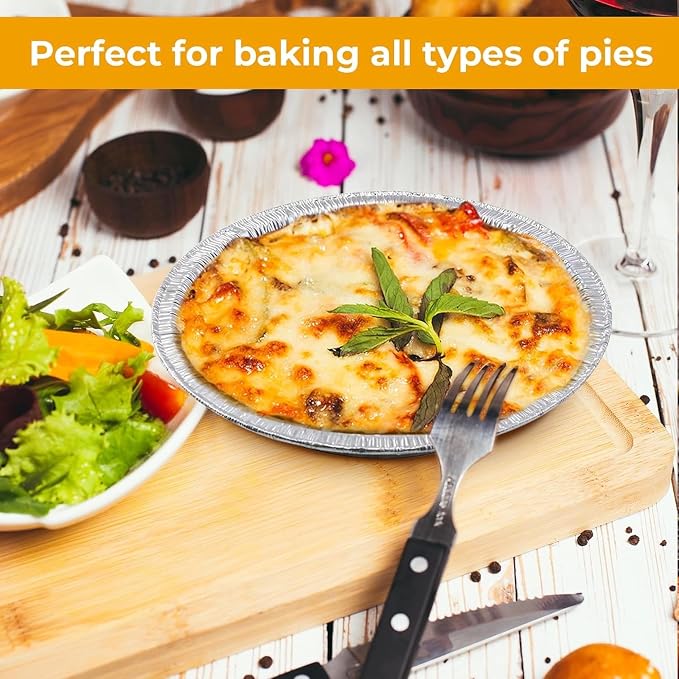 Aluminum Foil Pie Pans, 8 inch Tart Tins, 100 ct. | Made in USA, 7" Inner Diameter, Disposable Foil, Freezer & Oven Safe, For Pies, Quiche & Tarts