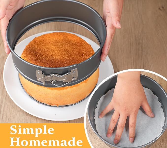 Webake 8 Inch Springform Pan Set for Baking, Nonstick Cheesecake Pan Deep Dish Round Cake Molds with 50 Pcs Parchment Paper Liners