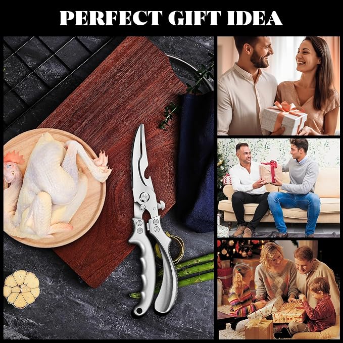 SiXingHardware-Kitchen Pro Shears-Heavy-Duty Stainless Steel Kitchen Scissors For Poultry, Meat, Herbs. Dishwasher Safe, Rust-Proof With Comfortable Grip. Ideal For Chefs And Home Cooking.