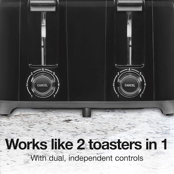 Proctor Silex 4 Slice Toaster with Extra Wide Slots for Bagels, Cool-Touch Walls, Shade Selector With 7 Browning Levels, Toast Boost, Auto Shut-off and Cancel Button, Black (24215PS) (Pack of 2)