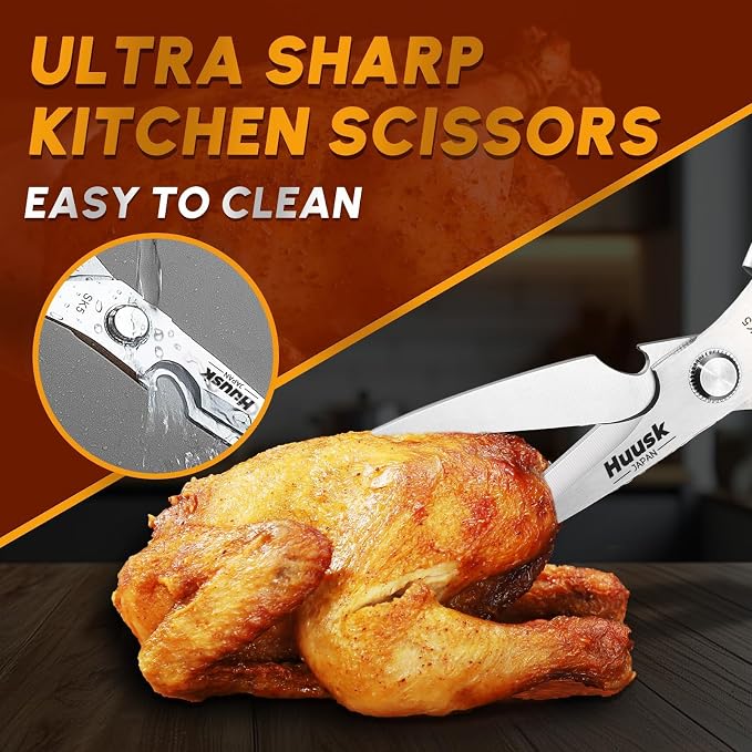 Huusk Kitchen Scissors and Vegetable Peeler Set, Japanese Stainless Steel | Multifunction Kitchen Shears & Potato Peeler, Ergonomic Non-Slip Handle Design, Easy to Clean, Gifts for Women