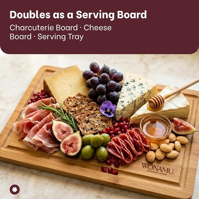 WONAMU Small Bamboo Cutting Board Non Toxic, Wood Cutting Boards Gift Set | Wooden Cutting Boards for Kitchen, Cotton Cloth & Gift Packaging Included, Housewarming Gifts New Home, Charcuterie Tray