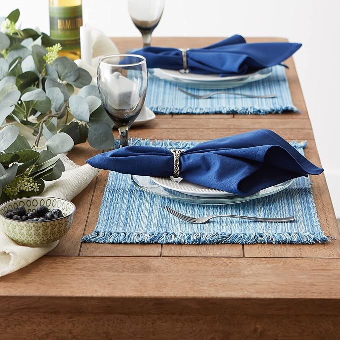 DII Variegated Tabletop Collection, Placemat Set3x19, Light Blue, 6 Piece