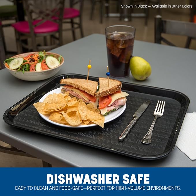 Carlisle FoodService Products Cafe Fast Food Cafeteria Tray with Patterned Surface for Cafeterias, Fast Food, And Dining Room, Plastic, 17.87 X 14 X 0.98 Inches, Orange