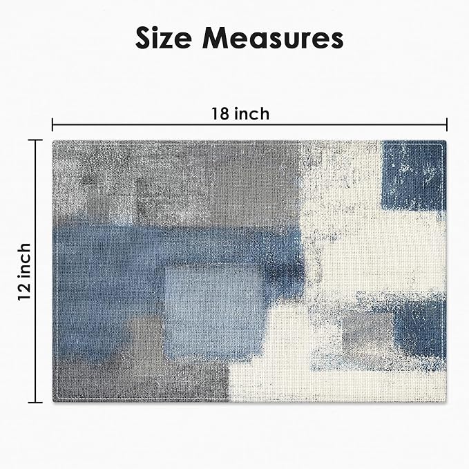 Emvency Farmhouse Placemats Set of 6, 12x18 Inch, Geometric Abstract Blue | Farmhouse Modern Art Painting Table Mats for Outdoor Home Party Kitchen Dining Decoration