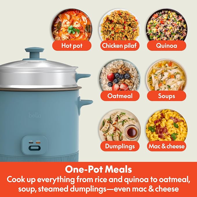 Bella 16 cup rice cooker with Steamer, Surf
