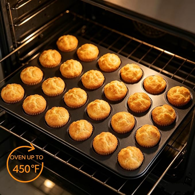Artcochan 2 Pack Mini Muffin Pan with 400 Cupcake Liners for Baking, 24 Cup Nonstick Carbon Steel Cupcake Pan,Mini Muffin Tin for Baking Supplies