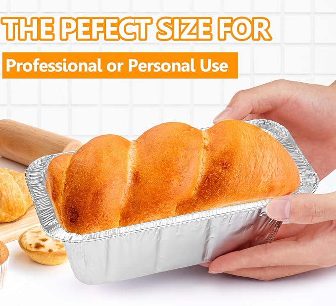Mini Loaf Pans 1Lb 30-Pack,Aluminum Foil Heavy Duty Disposable Bread Baking Pan Bread Tins for Baking Cakes, Breads,Meatloafs Size-8"x 3.5" x 2.5" (30 Packs)