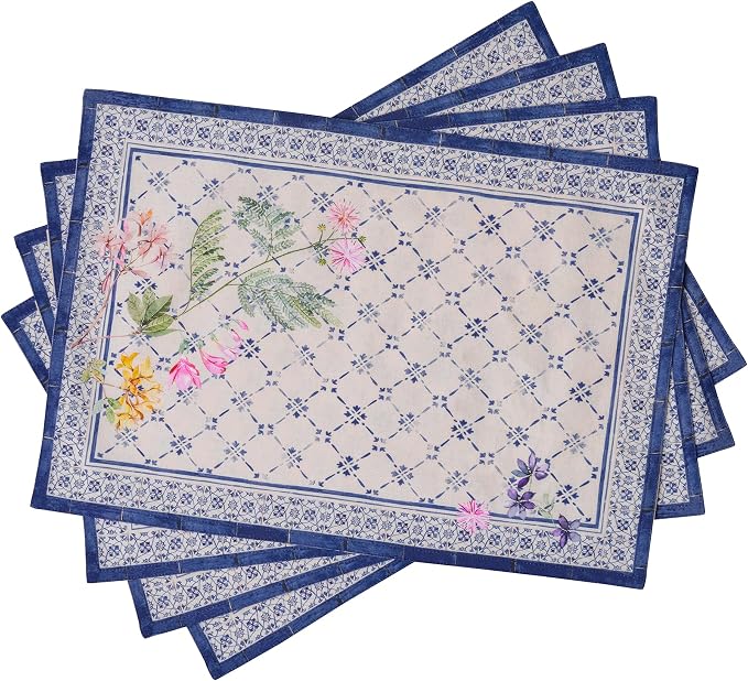Maison d' Hermine Placemats Set of 4 Reusable 100% Cotton (13"x19") | Cloth Place Mats Washable Table Mats for Kitchen Dining Party Wedding Hotel Home Restaurant Spring Summer - Faience