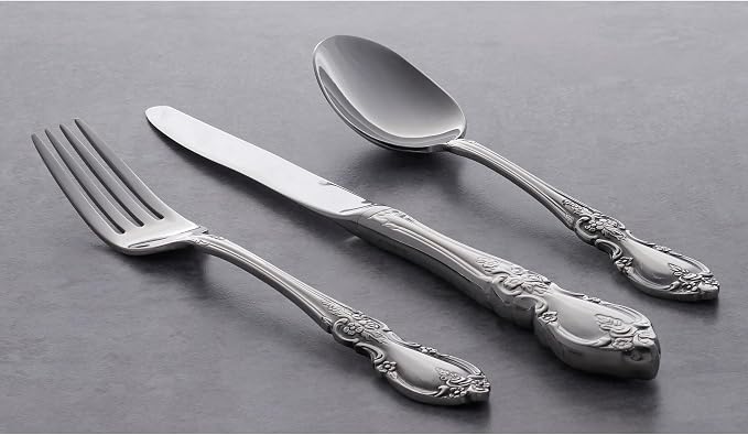Oneida Louisiana Dinner Forks Silverware Set for 4, Flatware | mirror finish, dishwasher safe | cutlery set for kitchen and dining, utensil set, heavy duty, kitchen essentials