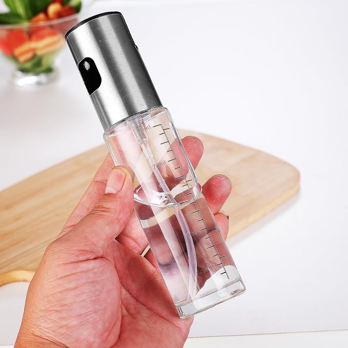 Olive Oil Sprayer for Cooking, 3 oz/90 ml Glass Oil Mister Bottle with Scale, Fine Mist Spray Bottle for Air Fryer, Salad, BBQ, Grill, Roasting, Vinegar and Cooking Oils