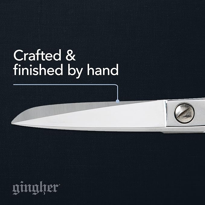 Gingher 5" Straight Fabric Scissors for Cutting Curves & Buttonholes | Premium Hand-Finished Forged Steel, Sharp Knife Edge Sewing Scissors for Cutting Cloth, Ambidextrous Design, Leather Sheath