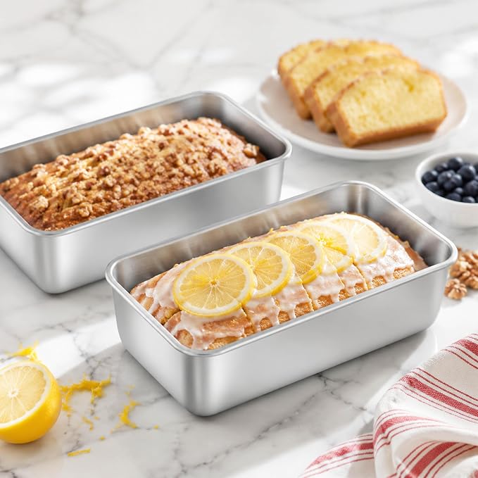 Homikit Stainless Steel Loaf Pan Set for Bread Baking 9x5 Inch, Non Toxic | 10 Pack Medium Bread Pans Nonstick, Metal Meatloaf Tins for Homemade Sandwich Sourdough, Oven & Dishwasher Safe, Heavy Duty