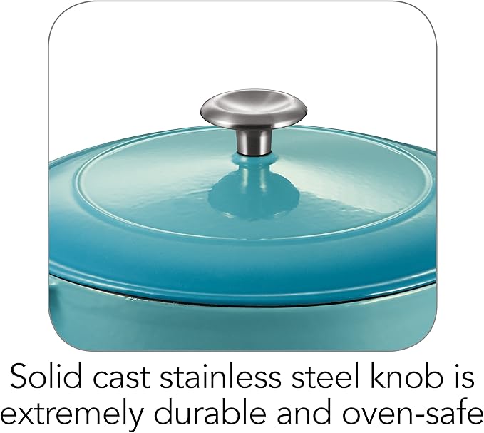 Tramontina Bestow Enameled Cast Iron 5.5-Qt Round Dutch Oven Pot with Lid | Great for Braising, Roasting and Bread Baking - Medium Blue