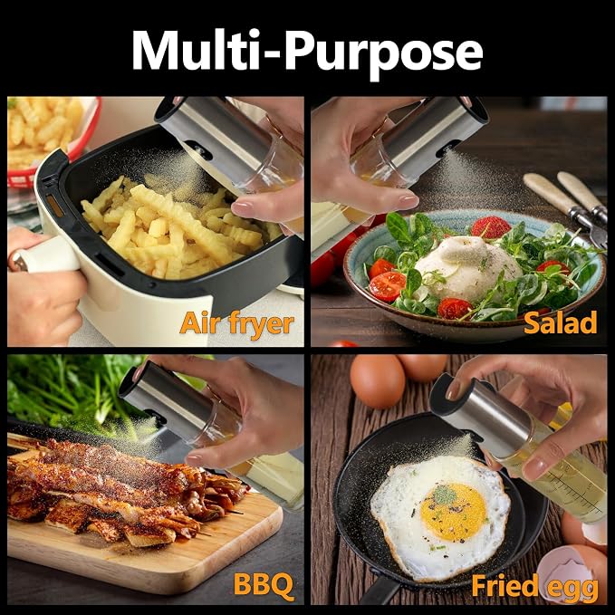 Oil Sprayer for Cooking, 3.5 OZ Olive Oil Dispenser Bottle for Kitchen Gadgets, Food, Air Fryer, Salad, Vinegar, BBQ, Stainless Steel Pump for Mist Spray, Glass Metarial Mister, Green
