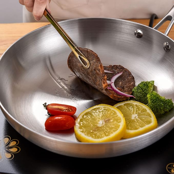 LOLYKITCH 8.5 Inch Small Frying Pan | Tri-Ply Stainless Steel Skillet | Fast & Even Heating | Stay-Cool Detachable Handle | Dishwasher and Oven Safe | Induction Ready | For Modern Home Kitchens