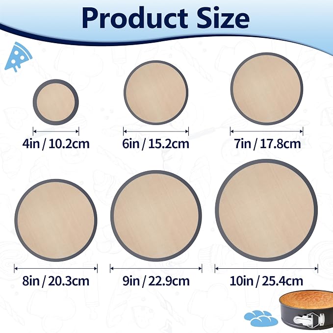 6 Pcs 4, 6, 7, 8, 9, 10 Inches Silicone Baking Mats for Springform Pan, Silicone Cheesecake Pan Protector Prevent Cakes from Sticking to Bottom and Sides (Gray)