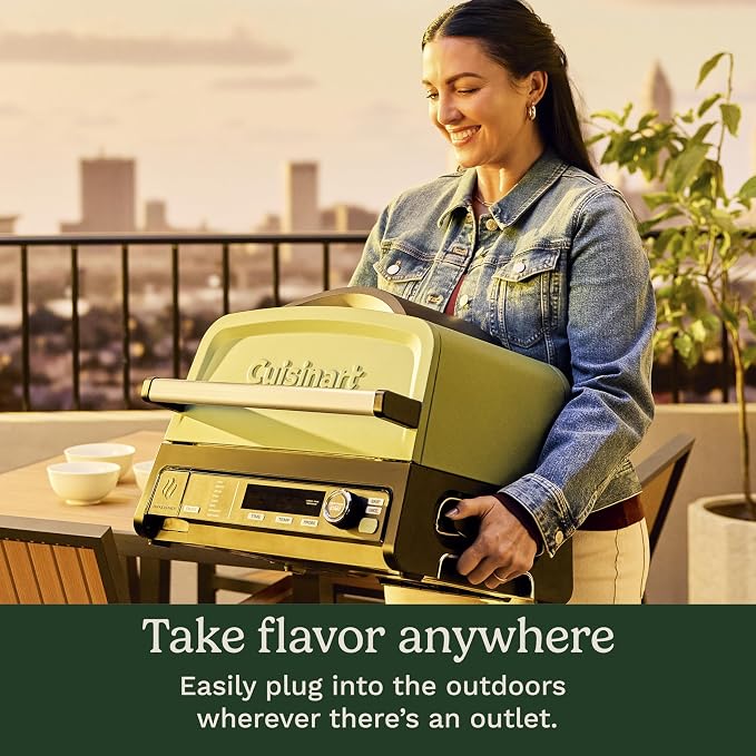 Cuisinart Outdoor Electric Grill, 8-in-1 Air Fryer/Grill/Smoker, 154 sq in | Cuisinart FlavorBoost 8-in-1 outdoor electric grill, 1800W small electric grill with air fryer & wood-pellet drawer, CEG-1302