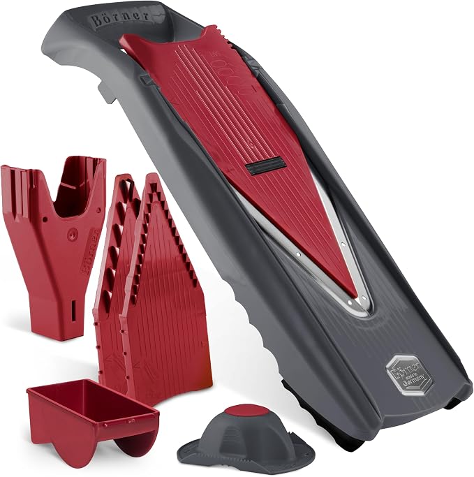Börner Mandoline Slicer Vital (Starter Set) • Vegetable Slicer with Stainless Steel V-Blade • 10 Cutting Styles for Slices, Strips & Dices • Various Thickness Settings & Dressing Function