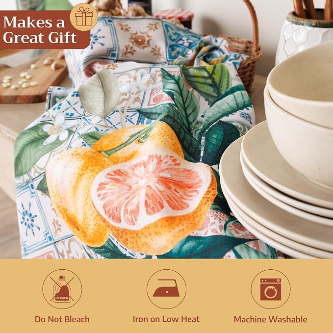 Maison d' Hermine Placemats Set of 4 Reusable 100% Cotton (13"x19") | Cloth Place Mats Washable Table Mats for Kitchen Dining Party Wedding Hotel Home Restaurant Spring Summer - Agrume