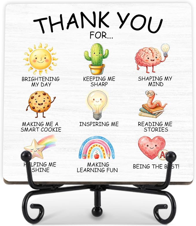 Teacher Appreciation Gifts for Women Men | 5" Wooden Plaque Sign for Mentor Teacher Gifts | Teachers Day Gift from Student Desk for Home Office Decor - A07