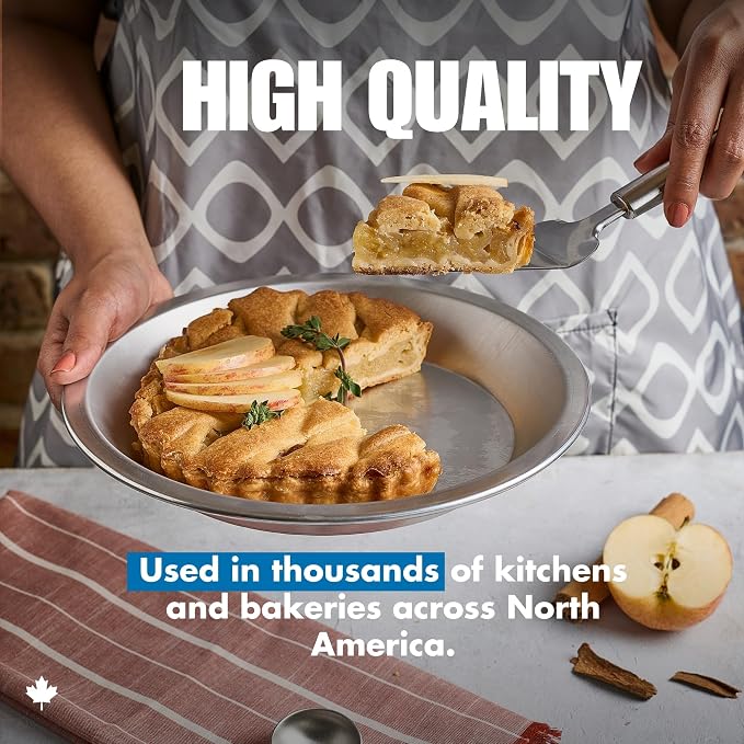 Norjac 10 Inch Pie Pan, 3 Pack, Round Aluminum Baking Pans for Oven, 1.25 Inch Deep, Rust-Free, Durable, Made in Canada