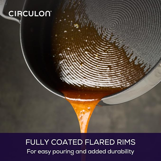 Circulon C1 Series Clad Stainless Steel with ScratchDefense Technology Cookware Nonstick Induction Saute Pan with Lid and Helper Handle, Metal Utensil Safe, 5 Quart - Polished Stainless Steel