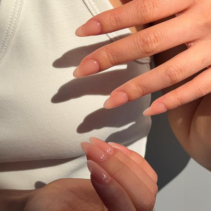 ohora Gel Press On Nails | Beige, Ombre, Medium Oval | Blush Beige | Salon-Quality, 100% Real Gel, No UV Lamp, No Glue, Non-Toxic | 15 Sizes, 30 Tips | Long Lasting press ons, K beauty nails