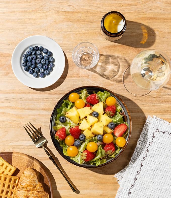 7.5" Ceramic Pasta Bowls Set of 4, Salad Bowls | Versatile Serving Bowls for Pasta, Salad, Fruit & Noodles, Housewarming & Wedding Gift, Cocoa Mocha
