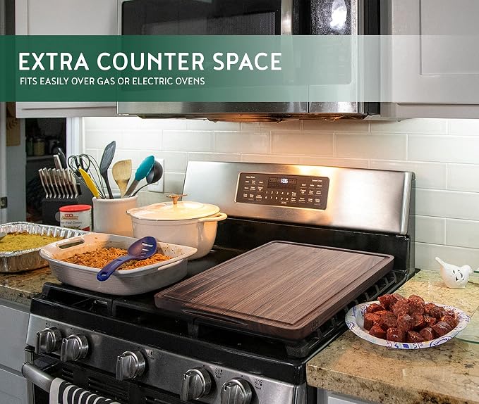 XL Large Solid Walnut Wood Cutting Board for Kitchen 20x15 in | Juice Groove Handles, Non-slip Mats,Thick Reversible Butcher Block, Chopping Board Cheese Charcuterie Board