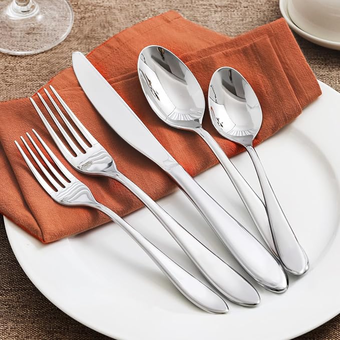 40-Piece Silverware Set for 8,18/10 Premium Stainless Steel Flatware Set, for Home, Restaurant, Wedding and Party Use, Mirror-Polished Cutlery Set, Dishwasher Safe
