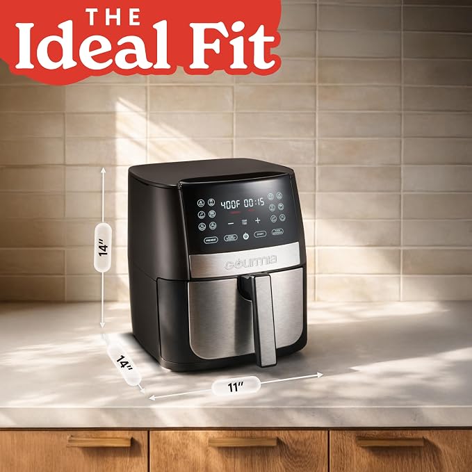 Gourmia 8 Qt Digital Air Fryer GAF826 – XL Capacity with 12 One-Touch Presets, Nonstick Dishwasher Safe Basket, Oil-Free Cooking, ETL-Certified, Sleek Black Finish